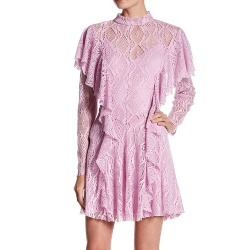 Free People Lilac Purple Lace Ruffle Dress